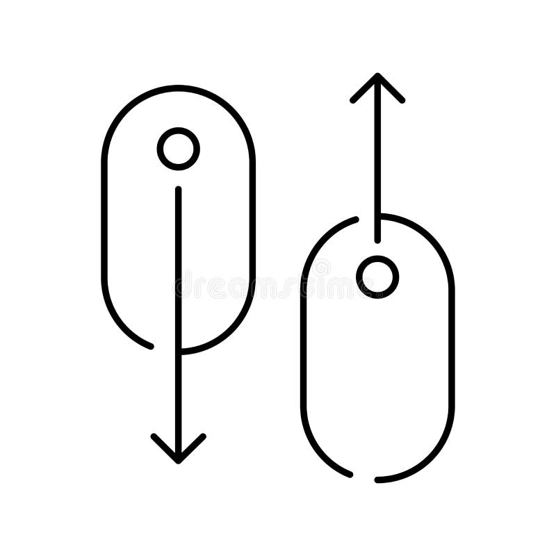 Modern linear pictogram of scroll down stock illustration