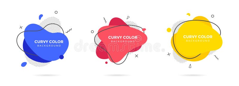 3 Modern liquid irregular amoeba blob shape abstract elements graphic flat style design fluid vector illustration vector illustration