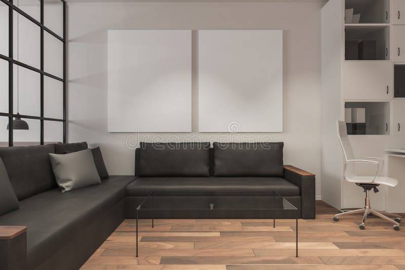 Modern living room with banner vector illustration Modern living room with banner vector illustration