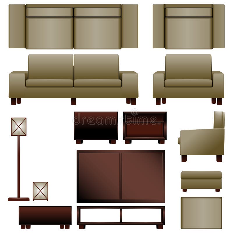 Room Furniture Linear Icons Set Stock Vector - Illustration of comfort ...
