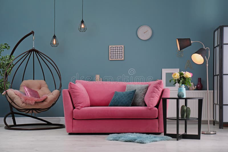 Modern living room interior with sofa stock photo Modern living room interior with sofa stock photo