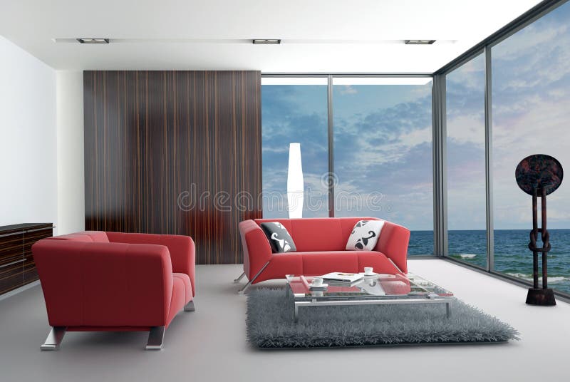 Modern Living Room with landscape view