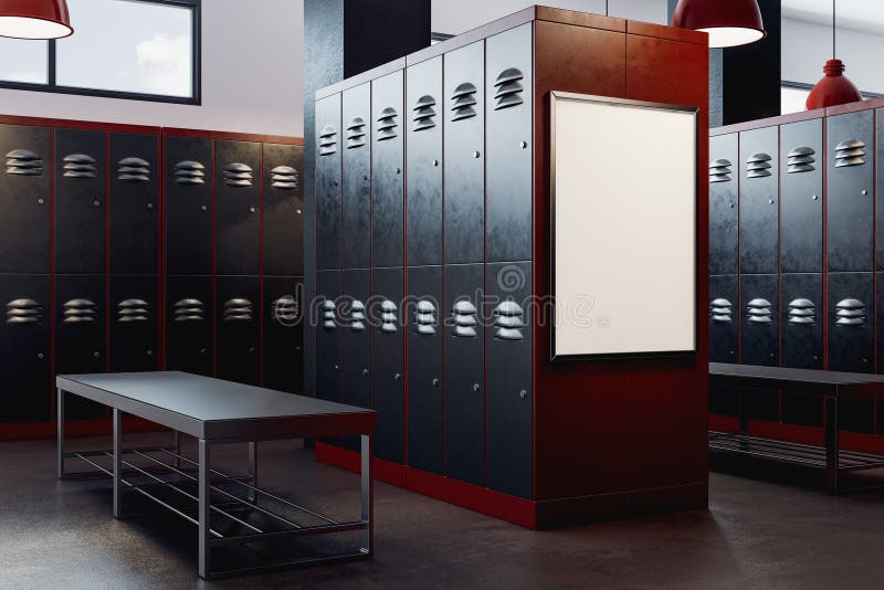 Modern locker room with empty frame
