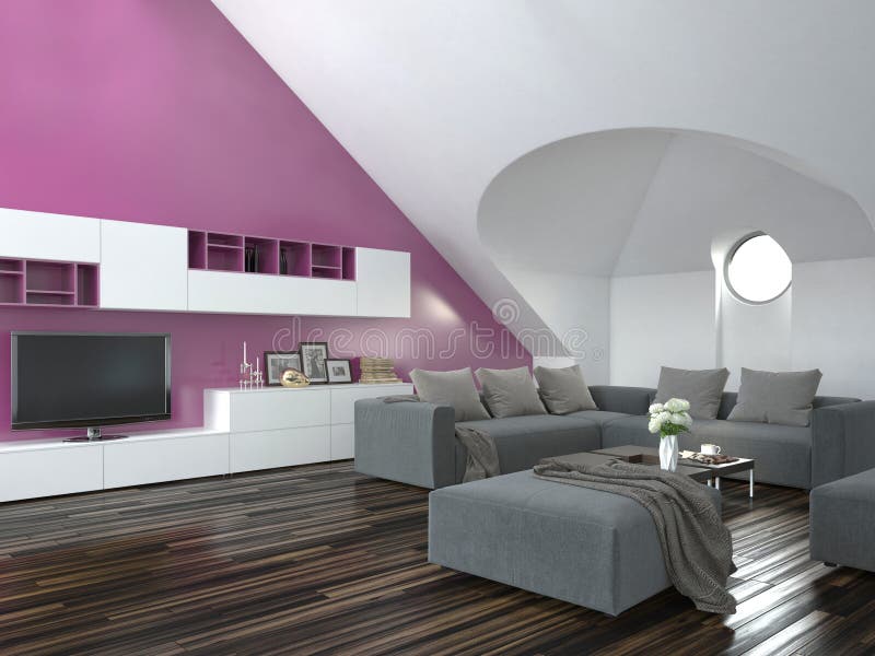 Modern loft living room interior stock illustration Modern loft living room interior stock illustration