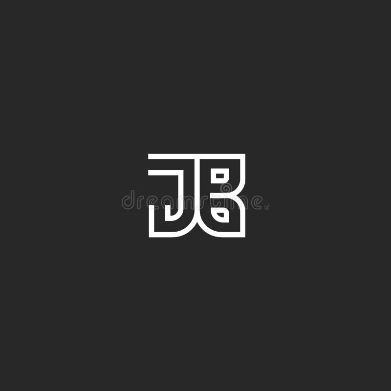 Modern logo JB eller stil för monogram för BJ-initiallogo minimalist, linjära bokstäver tillsammans j- för konst två och b-kombin