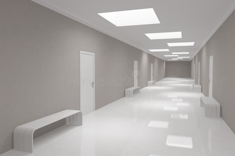 Modern long corridor royalty free illustration