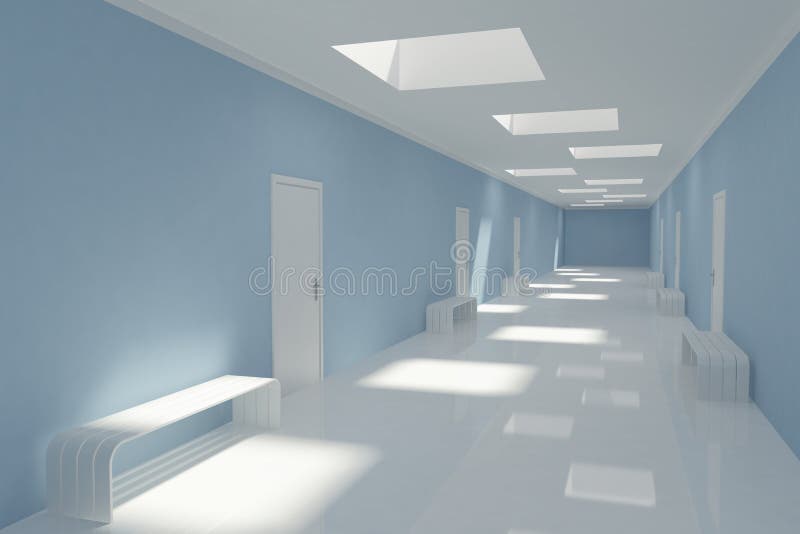 Modern long corridor stock illustration