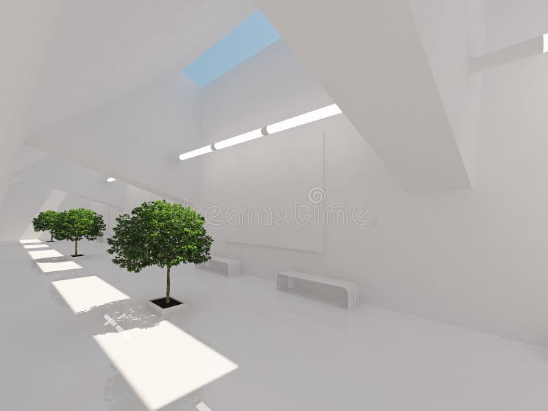 Modern long corridor stock illustration