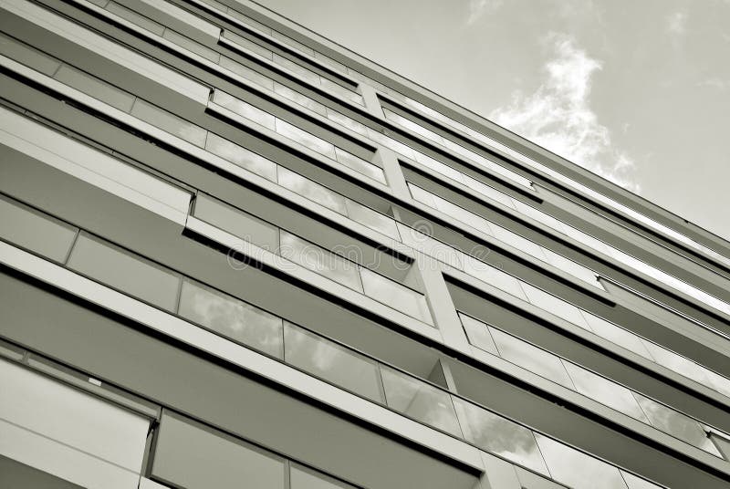 Modern, Luxury Apartment Building. Black and White Stock Image - Image ...