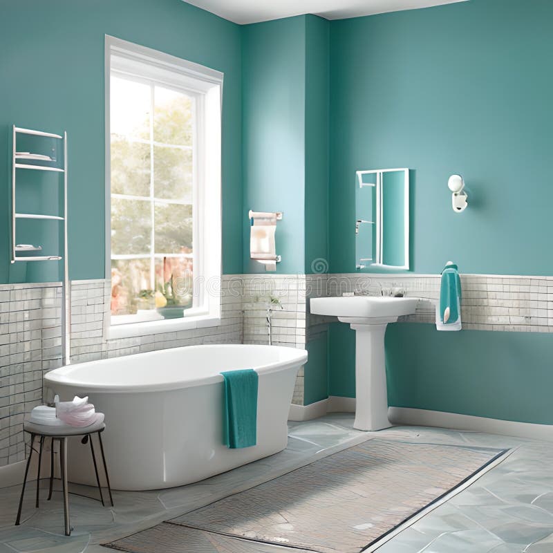 Modern Luxury Bathroom, Home Architecture, Interior Design in Turquoise ...