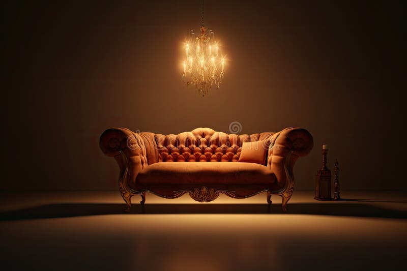 Modern Couch on White Background, AI Generated Stock Illustration