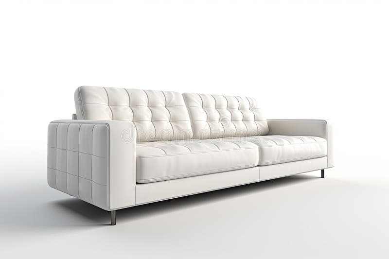 Modern Couch on White Background, AI Generated Stock Illustration