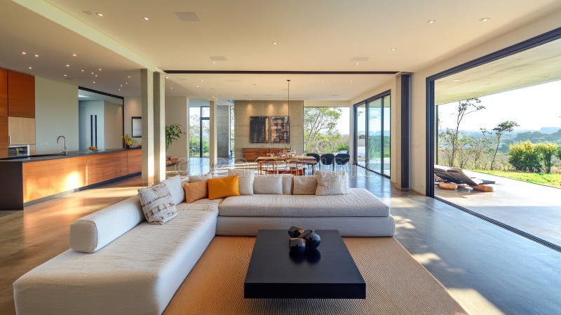 Modern Luxury Home with Stunning Panoramic Views vector illustration