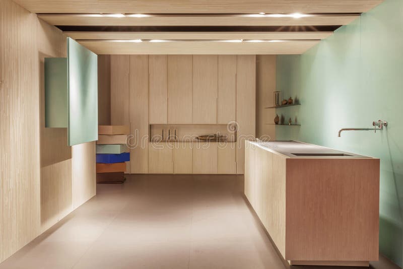 Modern Luxury Kitchen Interior Design in Minimal Style. Stock Image