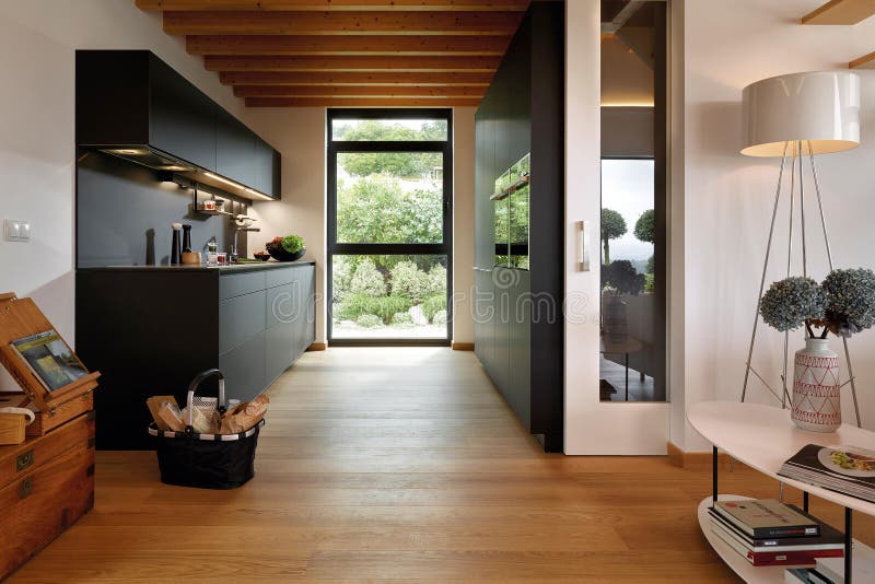 Modern Luxury Kitchen Interior Design in Minimal Style. Stock Image