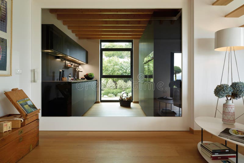 Modern Luxury Kitchen Interior Design in Minimal Style. Stock Image