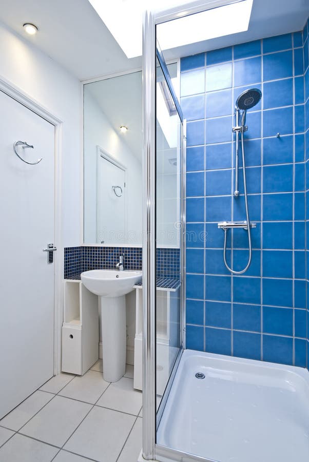 Luxury Master Bathroom with Enclosed Glass Shower Stock Photo Image