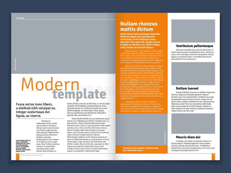 Modern Magazine or Newspaper Vector Layout with Text Modular ...