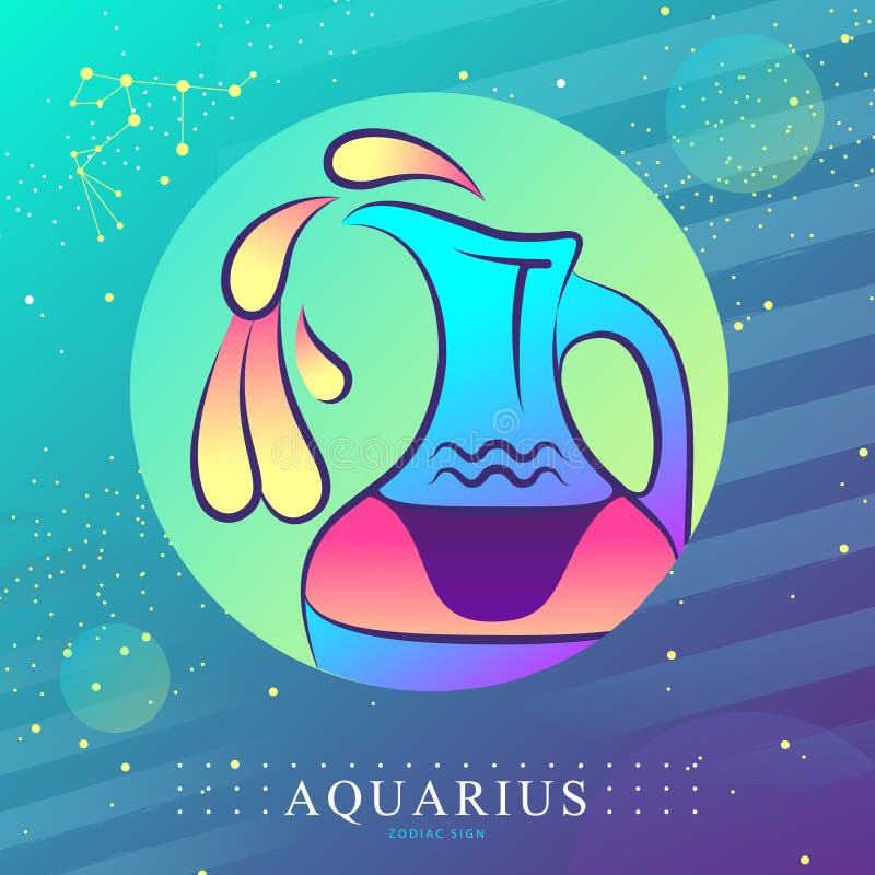 Modern Magic Witchcraft Card with Astrology Aquarius Zodiac Sign. Water ...