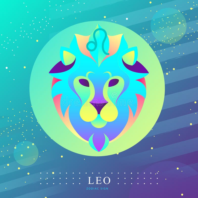 Modern Magic Witchcraft Card with Astrology Leo Zodiac Sign. Lion Head ...