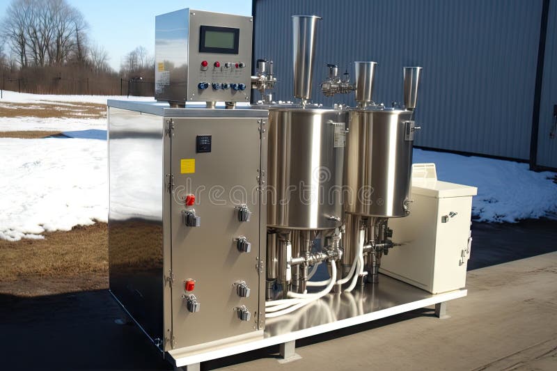 Modern Maple Syrup Evaporator with Stainless Steel Tanks and Digital Controls Stock Image