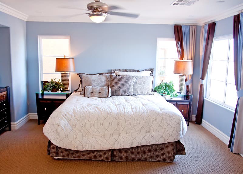 Modern master bedroom stock photo