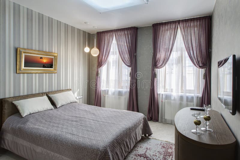 Modern master bedroom interio stock images