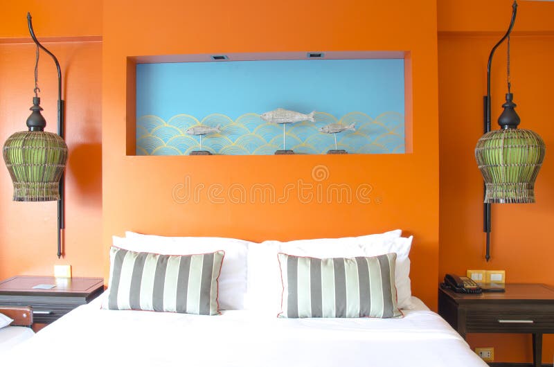 Modern master bedroom interior stock images