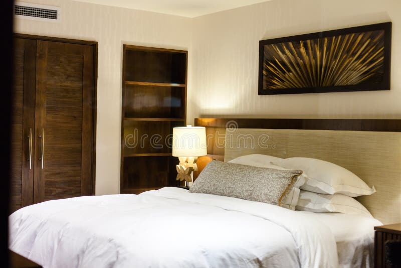 Modern master bedroom stock photography