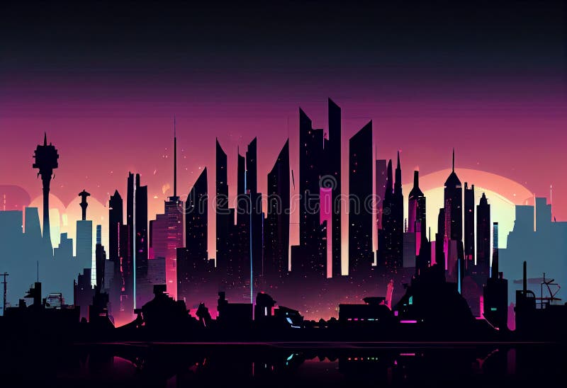 Modern Megapolis City Future , City Silhouette Skyline. Generate Ai ...