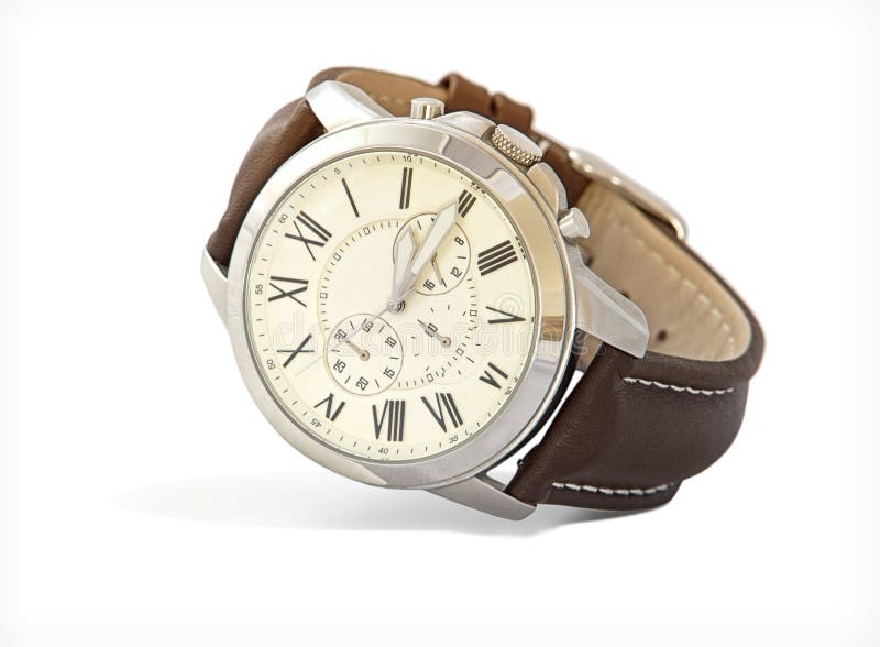 Modern men s watch on white background