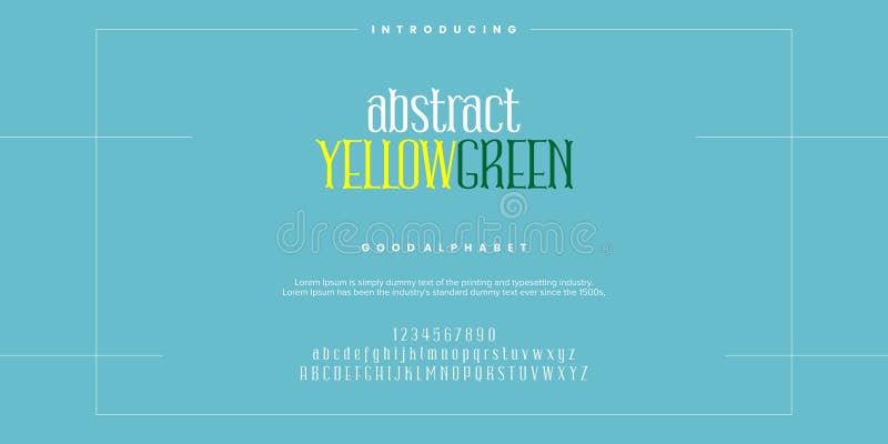 Yellow Green Modern minimal abstract alphabet fonts vector illustration stock illustration