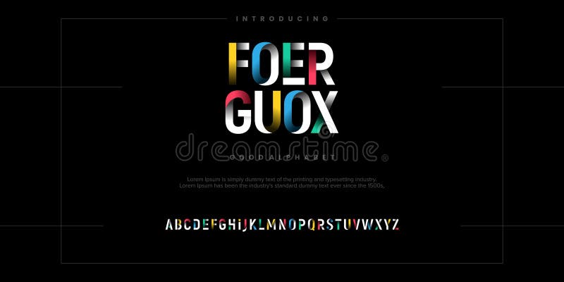 Foer Guox Modern minimal abstract alphabet fonts vector illustration royalty free illustration