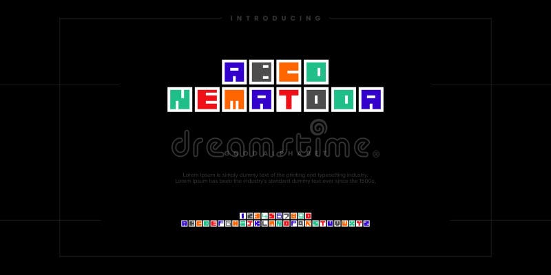 ABCD Nematoda Modern minimal abstract alphabet fonts vector illustration stock illustration