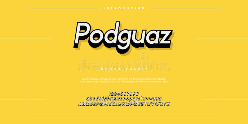 Podguaz Modern minimal abstract alphabet fonts vector illustration royalty free illustration