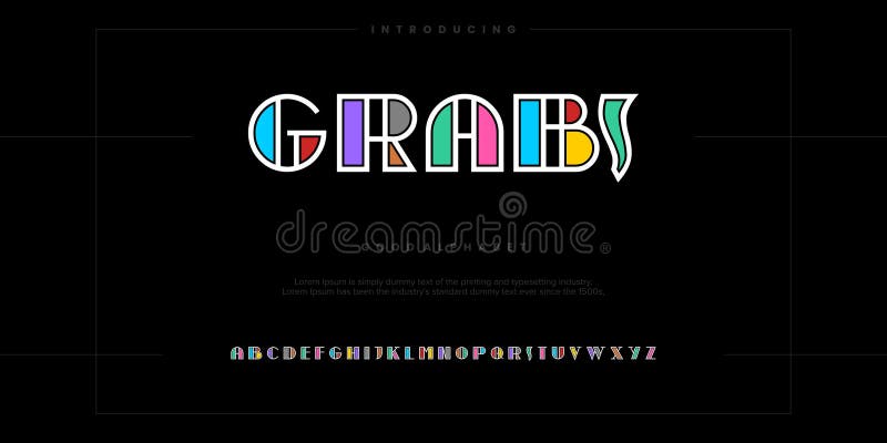 GRABS Modern minimal abstract alphabet fonts vector illustration royalty free illustration