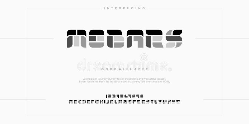 Mebars Modern minimal abstract alphabet fonts vector illustration royalty free illustration