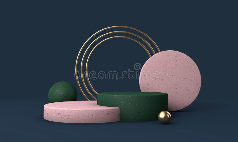 Modern minimal empty podim stage mockup for product presentation. 3D Rendering vector illustration