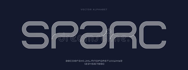 Modern minimal font. Modern line typeface. English alphabet. Set of letters. Font set for logo, cover, headline royalty free illustration