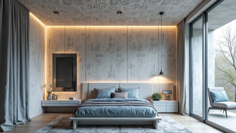 Textured Apartment Walls With Large Windows photo