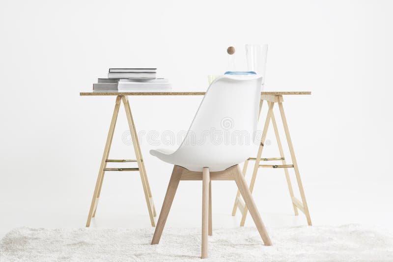 Modern minimalist desk and chair royalty free stock images