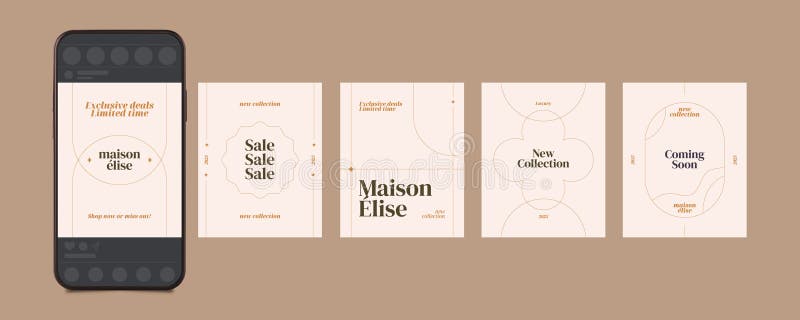 Modern Minimalist Hand-Drawn Editorial Instagram Post Collection royalty free illustration