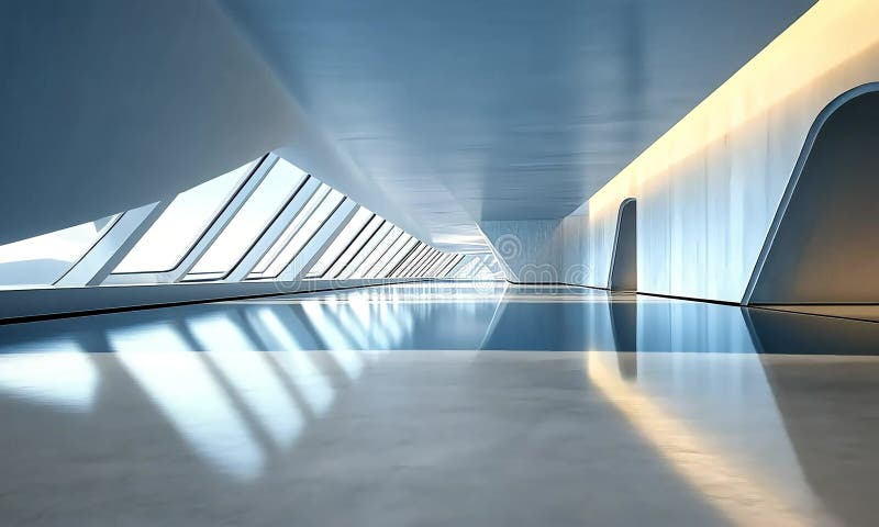 Modern, minimalist interior corridor stock illustration