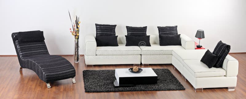 A modern minimalist living room stock image