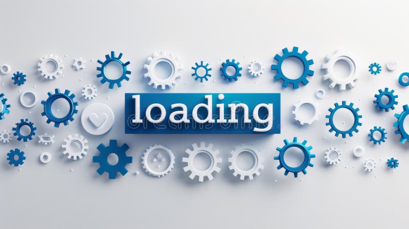 Modern minimalist loading typography with loading bar icons on clean white background vector illustration