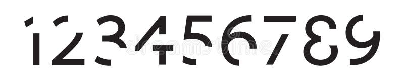Modern Minimalist Numbers Set With Unique Cut-Out Style, Bold Geometric Typeface For Tech, Design, And Digital Projects royalty free illustration