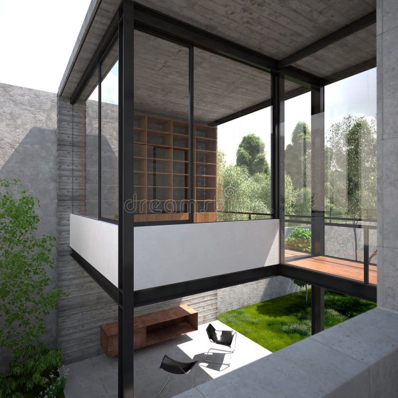 Modern minimalist summer villa vector illustration