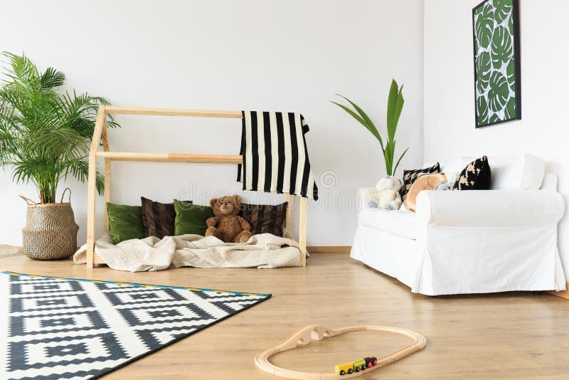 Modern minimalist toddler room royalty free stock photo