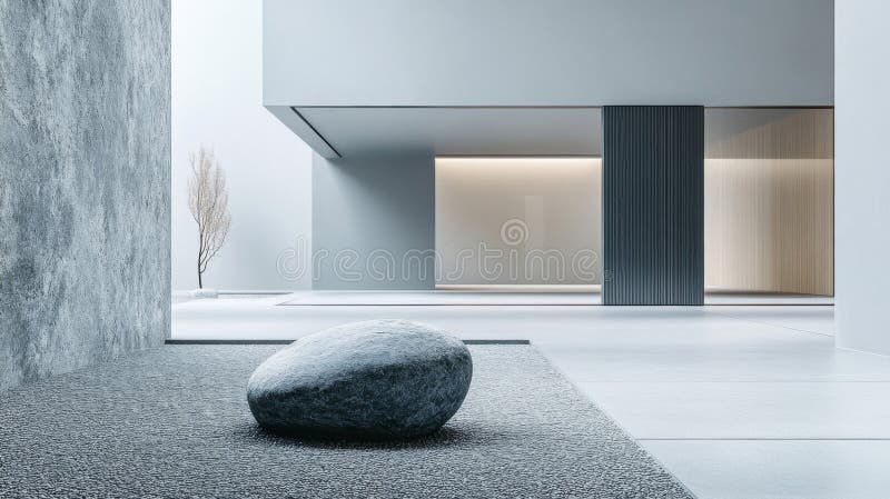 Modern Minimalist Zen Garden Architecture vektor illustrationer