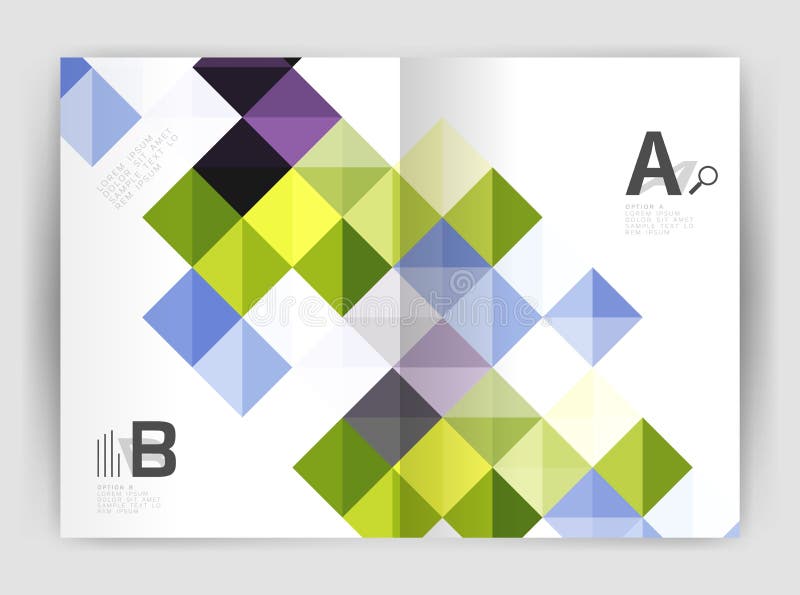 Modern minimalistic geometrical square business leaflet template royalty free illustration